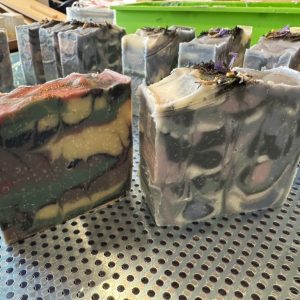 Freshly cut Beautiful Touches artisan soap bars