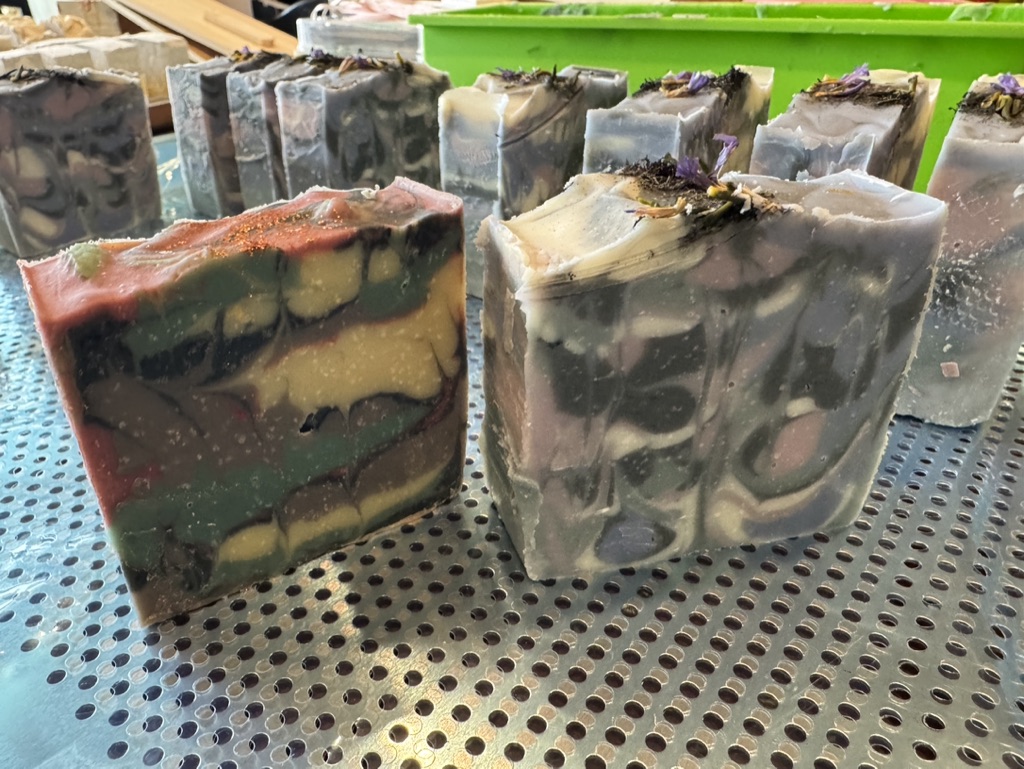 Freshly cut Beautiful Touches artisan soap bars