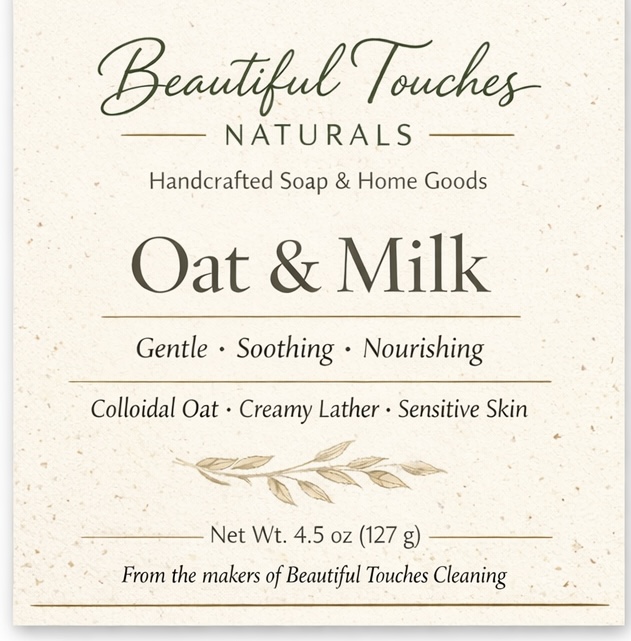 Oat & Milk handcrafted soap label