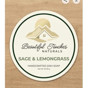 Sage and Lemongrass handcrafted dish soap label